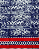 Bamileke Ndop Patterns African Wax Print Fabric (Ankara) - Blue / White / Red - Afrilege