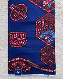 African Wax Print Fabric by The Yard - Blue / Red - Afrilege