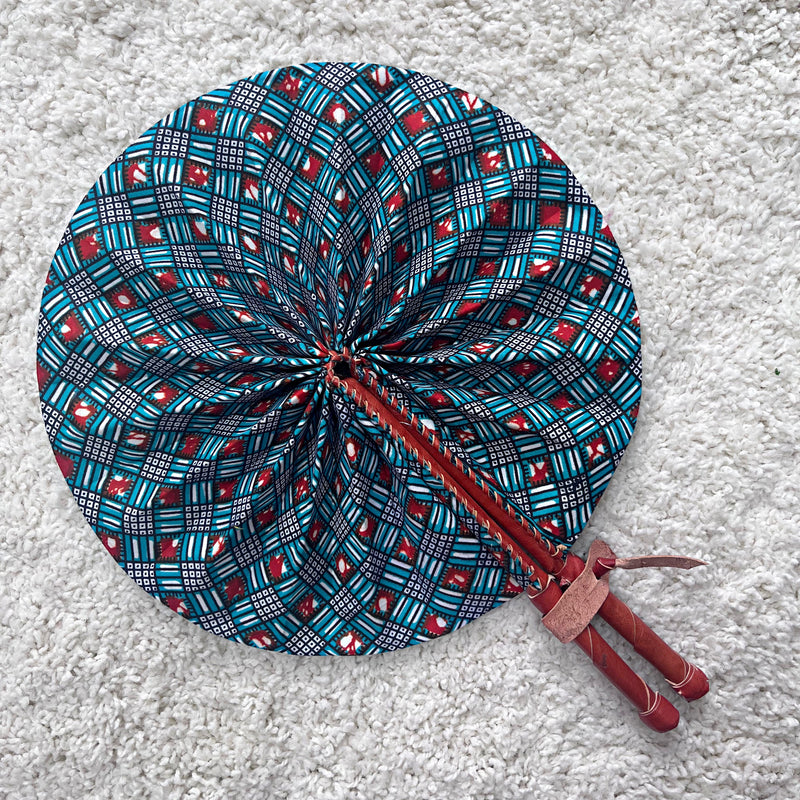 African Print Circle Foldable Handheld Fan - Afrilege