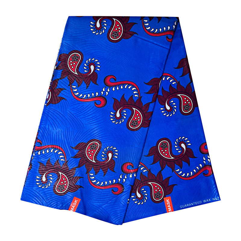 African Wax Print Fabric (Ankara) - Blue / Red