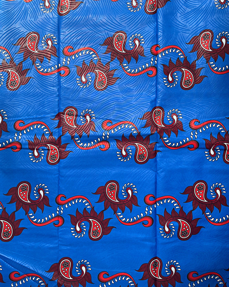 African Wax Print Fabric (Ankara) - Blue / Red