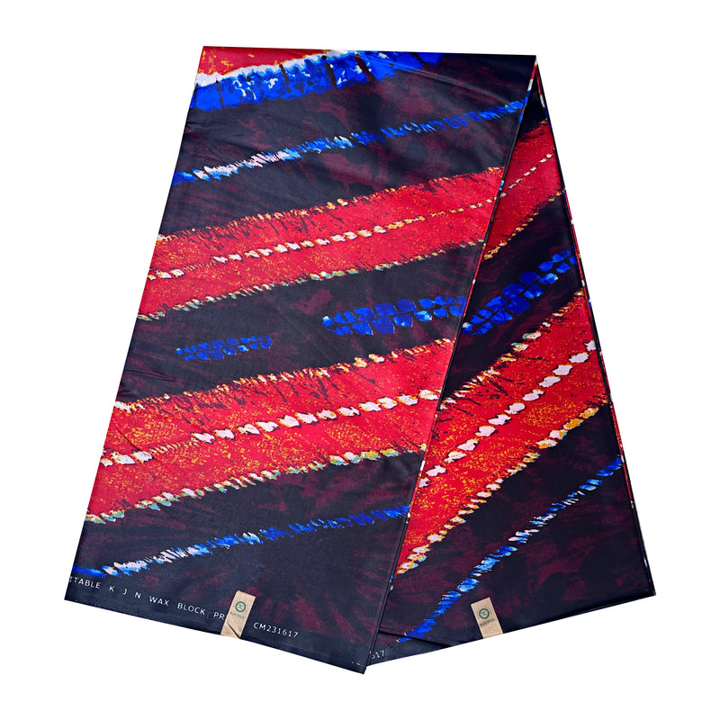 African Wax Print Tie Dye Fabric ( Ankara) - Red / Blue