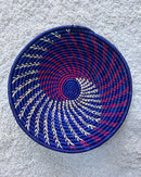 Uganda hand woven Baskets 12" - Blue / Red / Beige - Afrilege