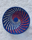 Uganda hand woven Baskets 12" - Blue / Orange / Beige - Afrilege