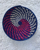 Uganda hand woven Baskets 12" - Blue / Red / Beige - Afrilege