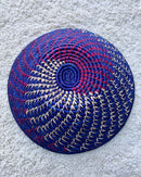 Uganda hand woven Baskets 12" - Blue / Red / Beige - Afrilege