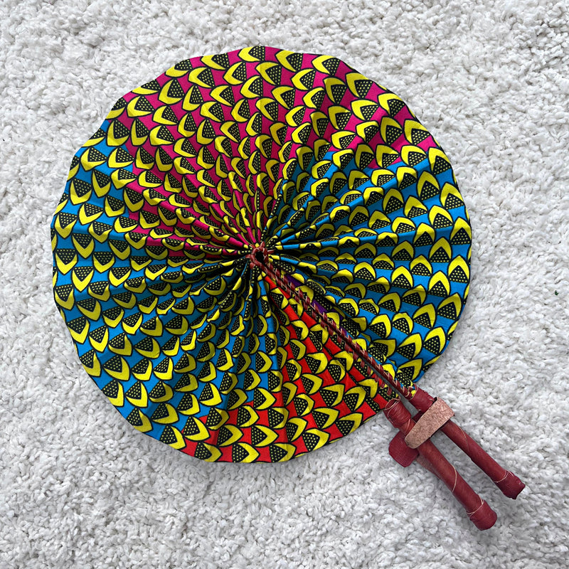 African Print Circle Foldable Handheld Fan - Afrilege