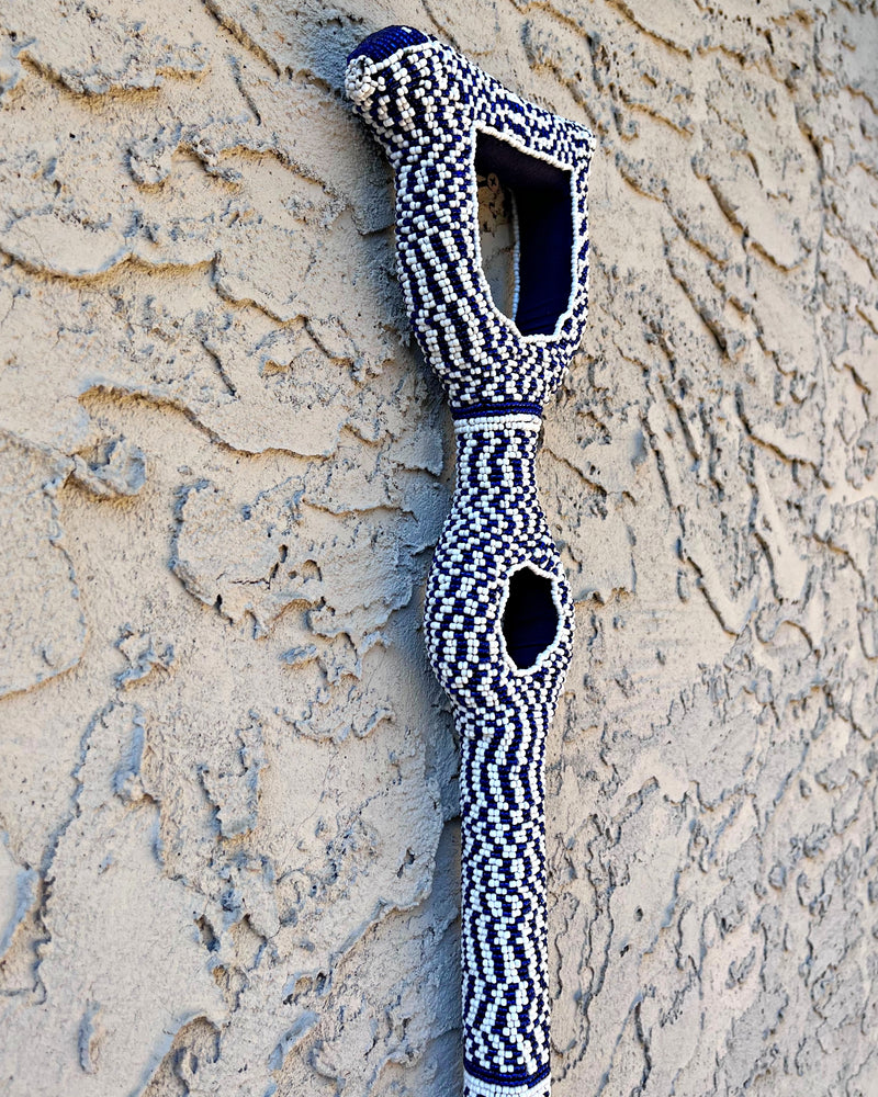 Bamileke Hand Beaded African Carved Walking Stick / Cane