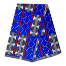 African Wax Print Fabric (Ankara) - Blue / White / Red - Afrilege
