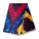 African Wax Print Tie Dye Fabric ( Ankara) - Blue / Maroon / Yellow - Afrilege