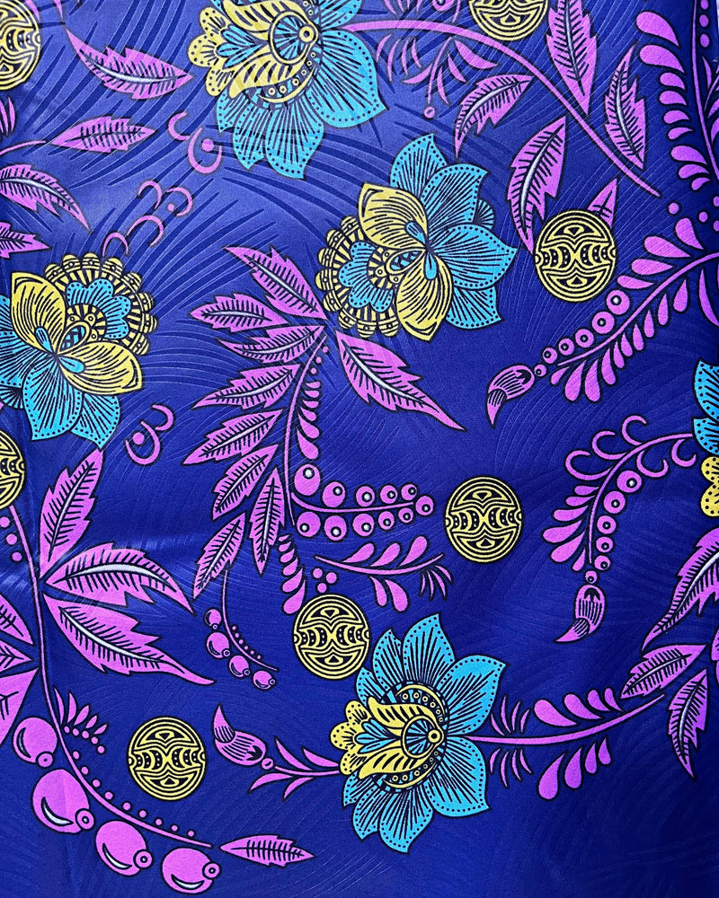 African Wax Print Fabric (Ankara) - Blue / Pink