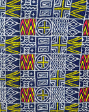 Atoghu Bangangte African Wax Print Fabric - Blue / Red / Yellow - Afrilege