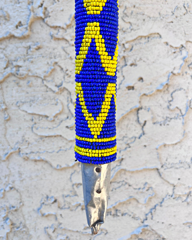 Bamileke Hand Beaded African Carved Walking Stick / Cane