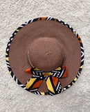 Bogolan African Print Straw Church Sun Hat - Afrilege