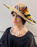 Bogolan African Print Straw Church Sun Hat - Afrilege