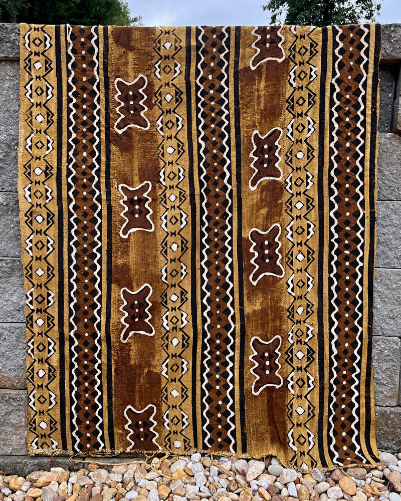 African Bogolan Mud Cloth Fabric - Brown