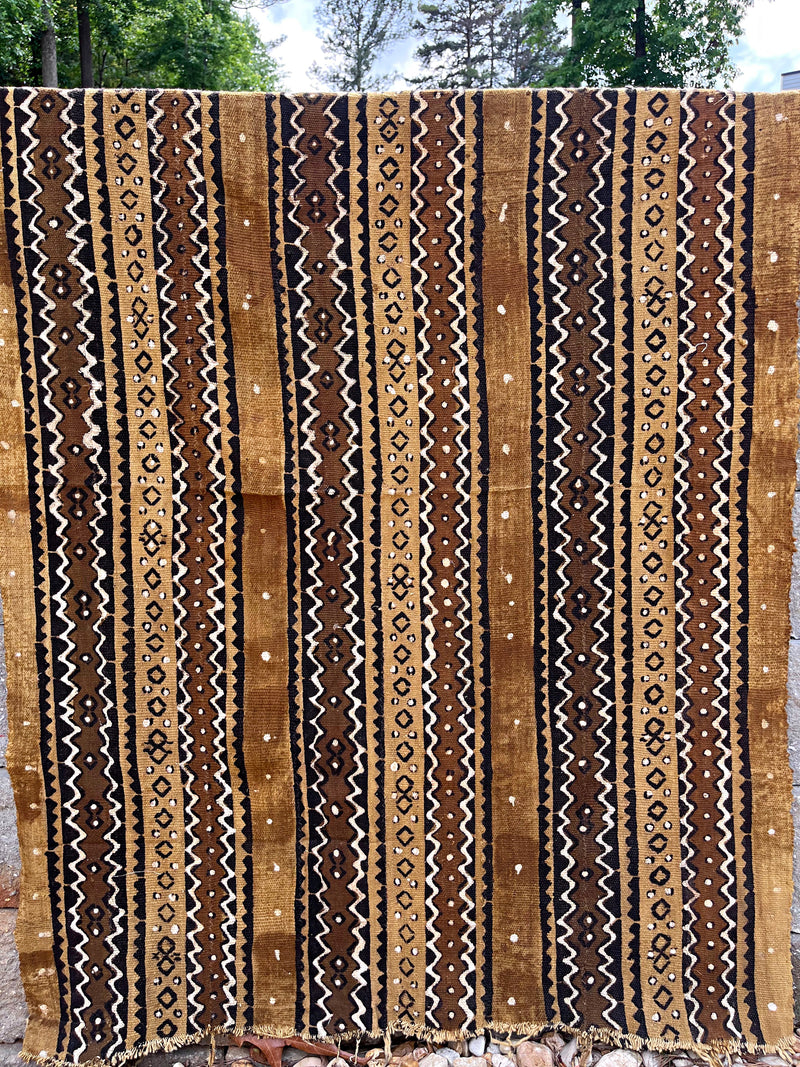 African Handmade Bogolan Mud cloth fabric - Brown - Afrilege