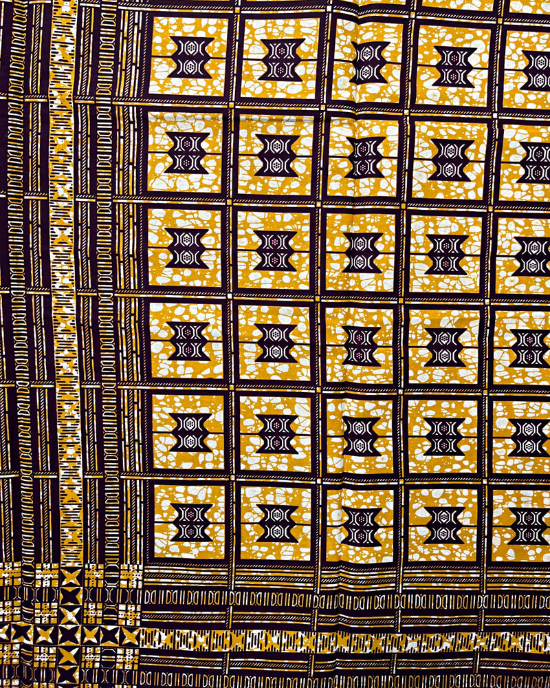 African Wax Print Fabric by The Yard - Brown / Gold