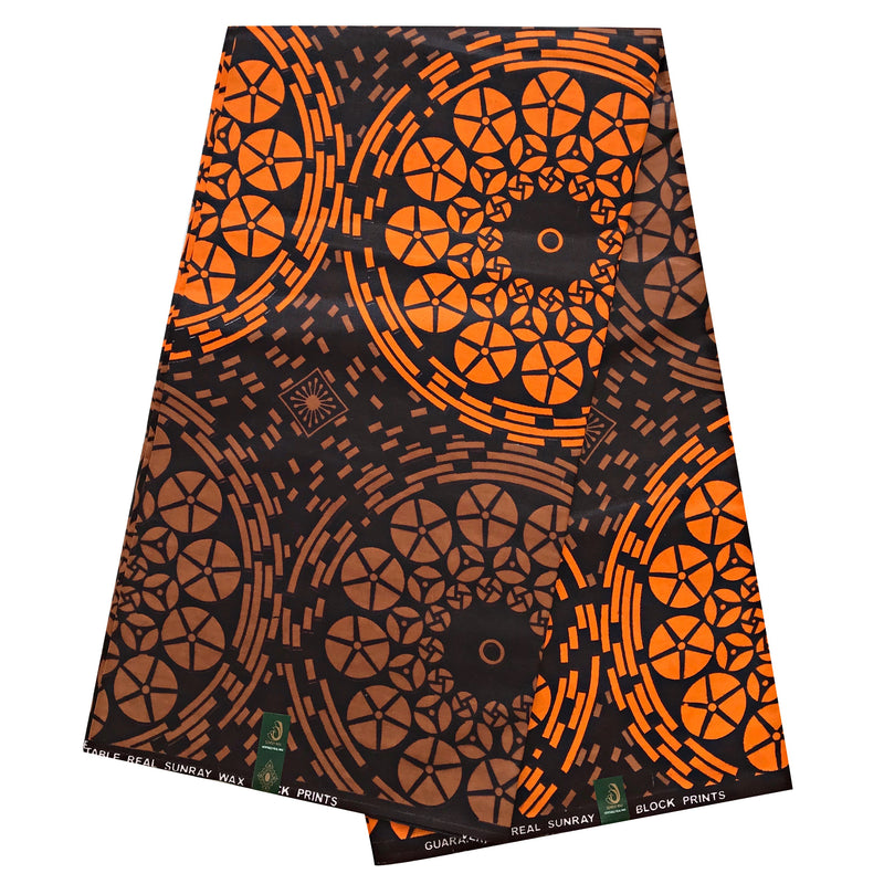 African wax print Ankara Fabric - Brown / Orange - Afrilege