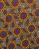 African Wax Print Fabric by The Yard - Brown / Orange - Afrilege
