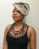 Cowria African Print Rope Necklace - Afrilege