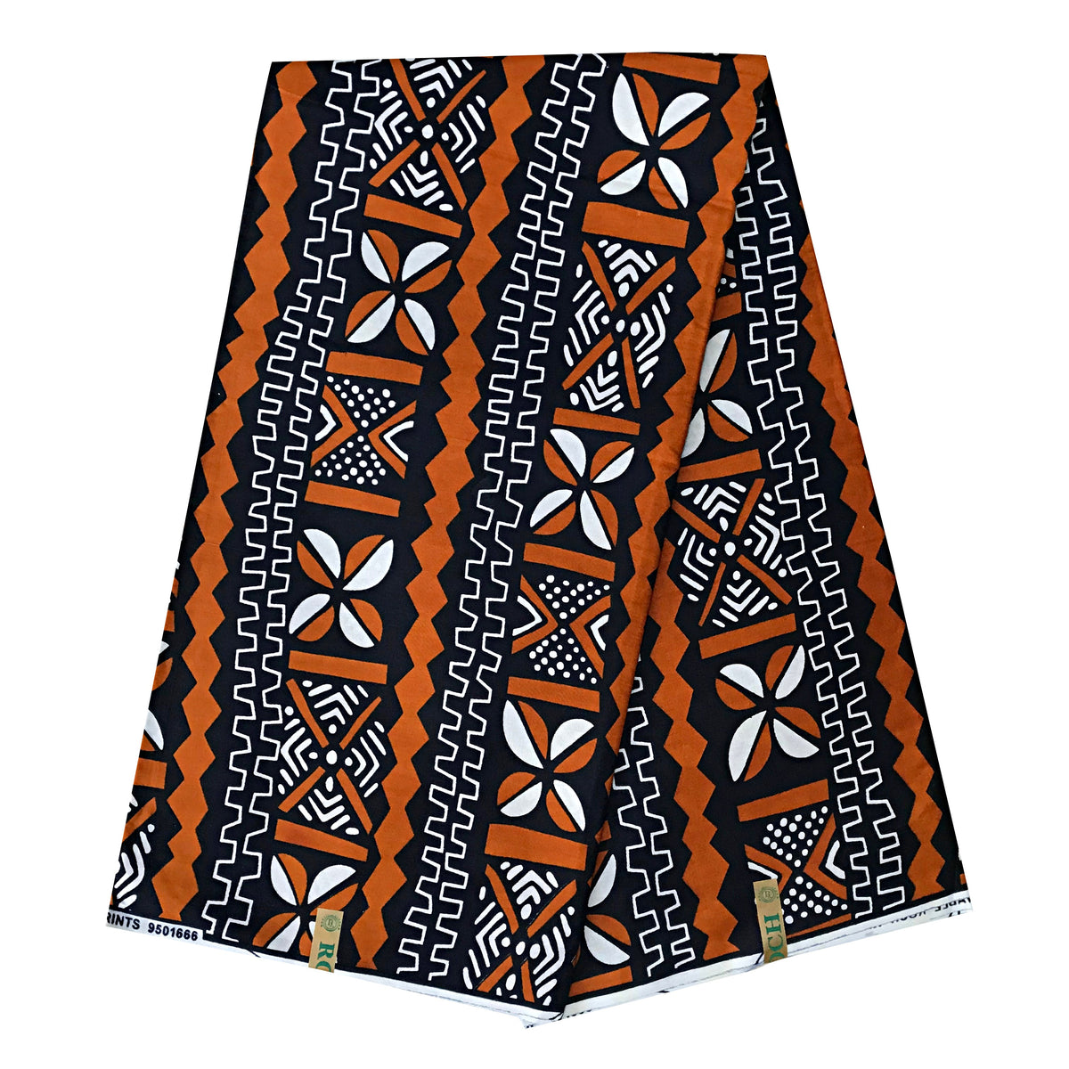 African Wax Print Ankara Fabric With Cowry Pattern - Brown / Black