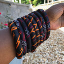 Burgundy Toghu African Print Small Bangle Bracelets - Afrilege