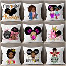 Black Girl Decorative Pillow Cover - White / Multicolor - Afrilege