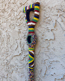 Bamileke Hand Beaded African Carved Walking Stick / Cane - Afrilege