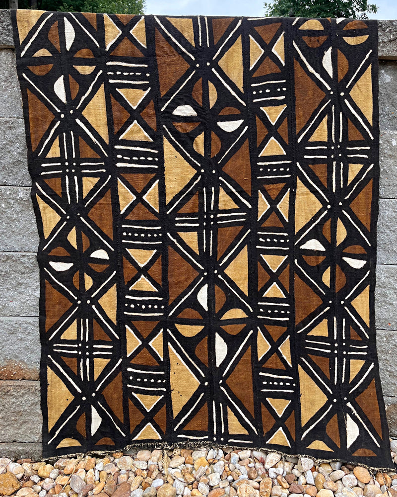 African Handmade Mud Cloth Bogolan Fabric - Black / Brown