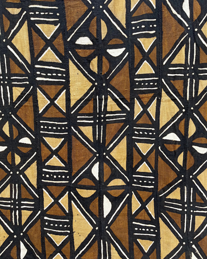 African Handmade Mud Cloth Bogolan Fabric - Black / Brown