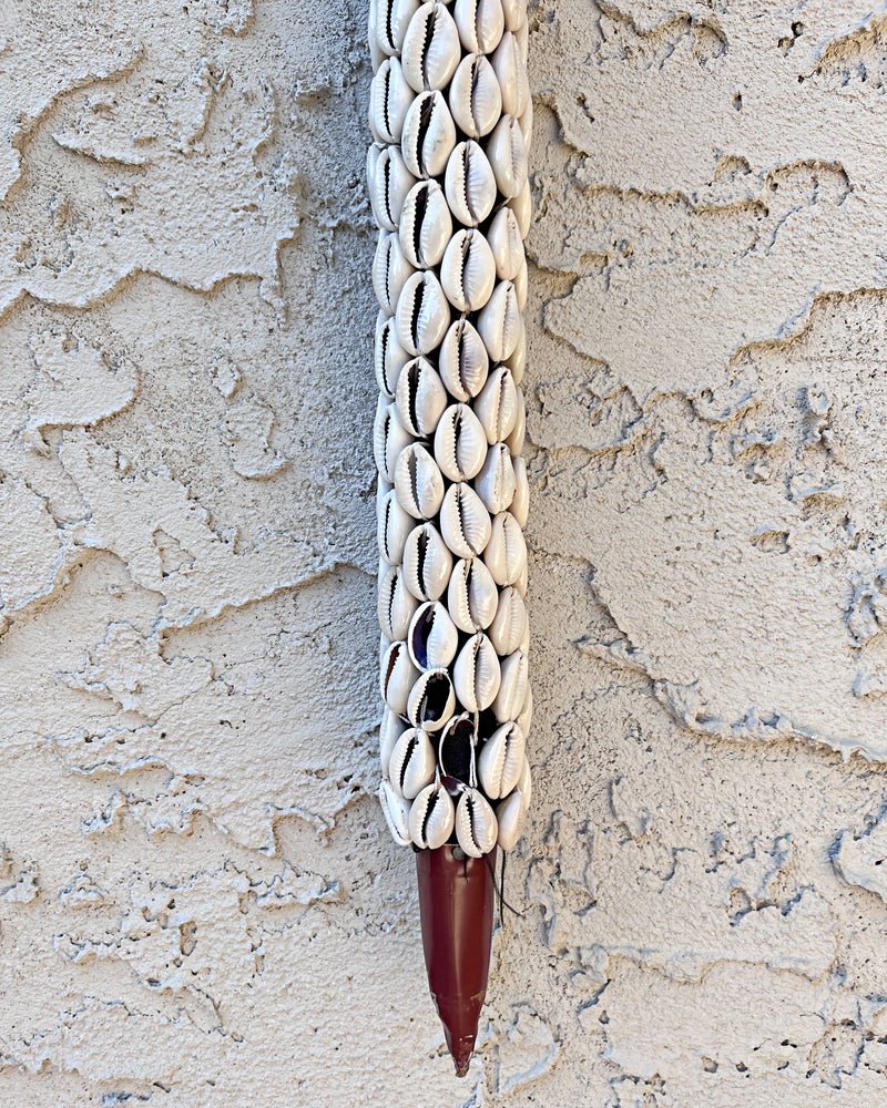 Cowries Hand Beaded African Carved Walking Stick / Cane