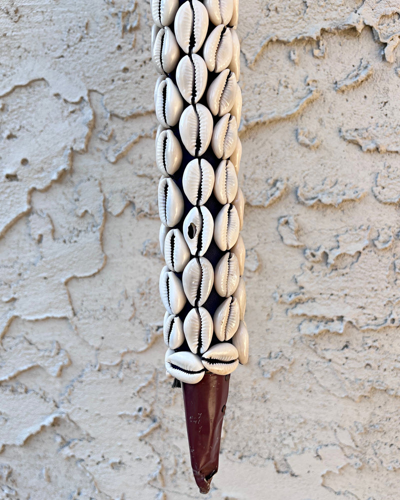 Cowries Hand Beaded African Carved Walking Stick / Cane