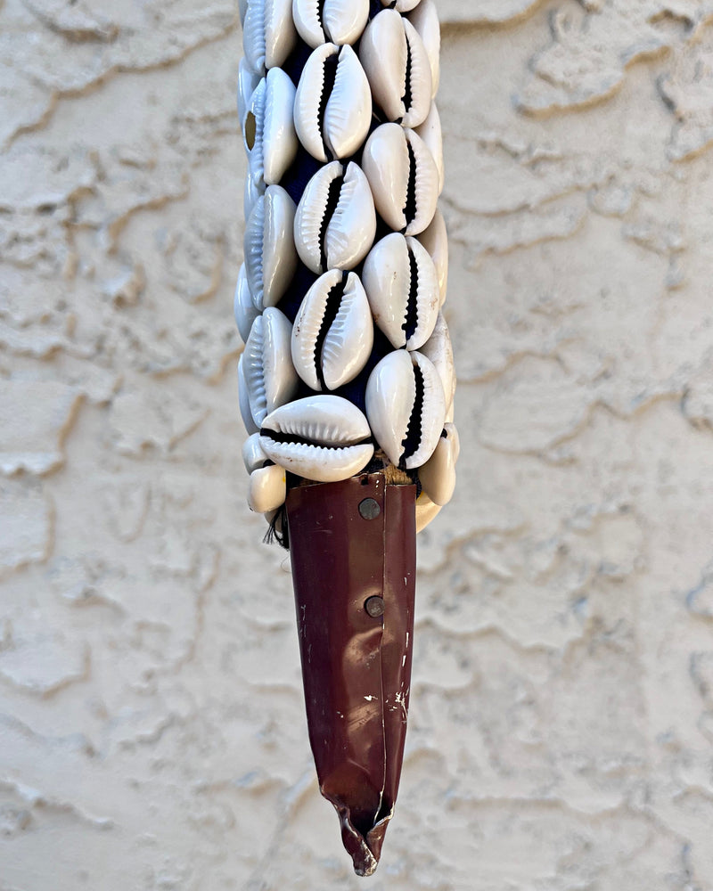 Cowries Hand Beaded African Carved Walking Stick / Cane