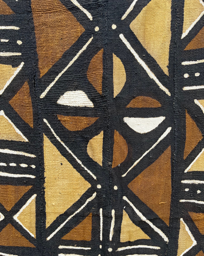 African Handmade Mud Cloth Bogolan Fabric - Black / Brown