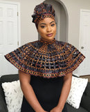 Burgundy Toghu African print web Shoulder Choker Necklace - Afrilege