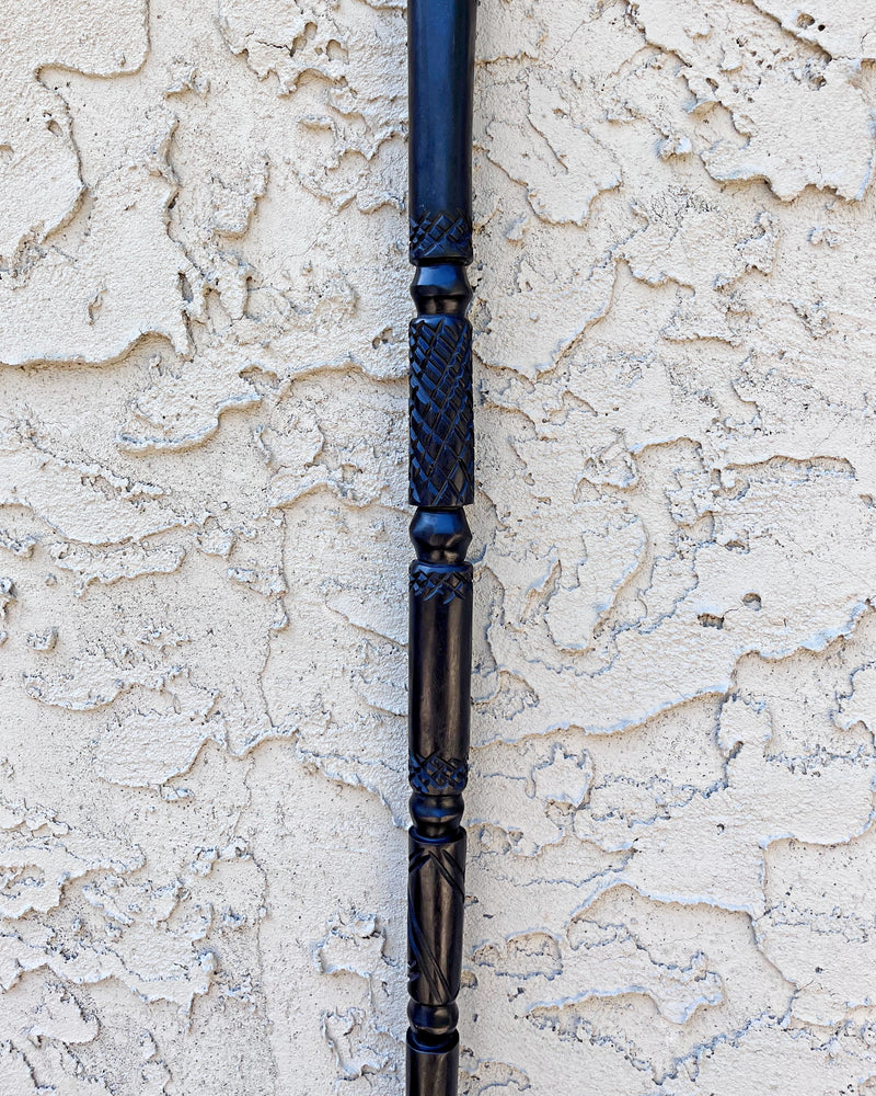 Lion head Ebony Wood Carved Walking Stick / Cane