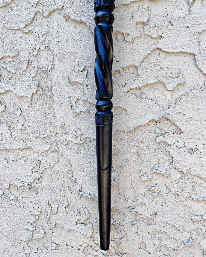 Ebony Wood Carved Walking Stick / Cane