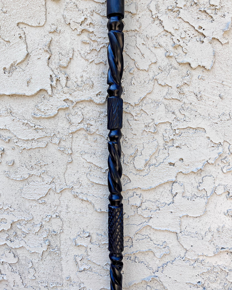 Lion Handle Ebony Wood Carved Walking Stick / Cane