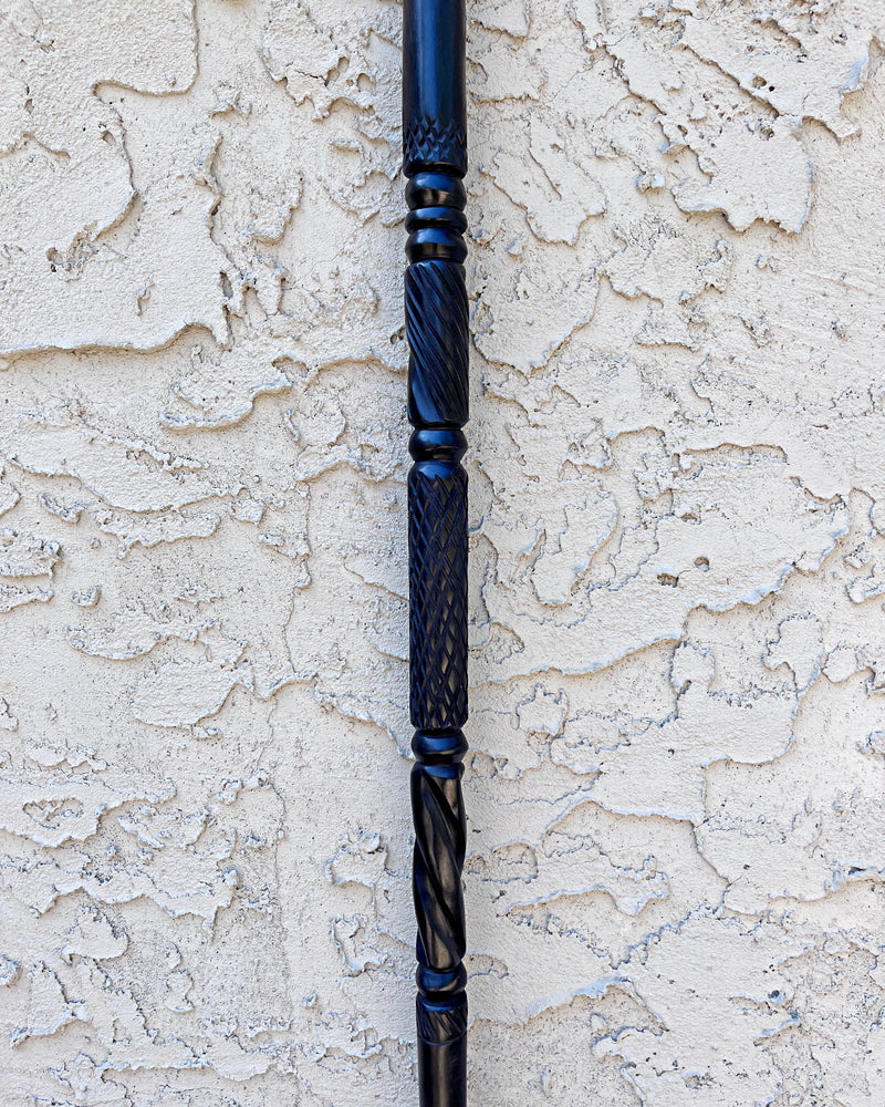 Ebony Wood Carved Walking Stick / Cane