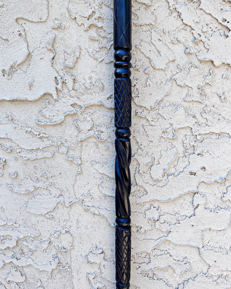 Lion head Ebony Wood Carved Walking Stick / Cane