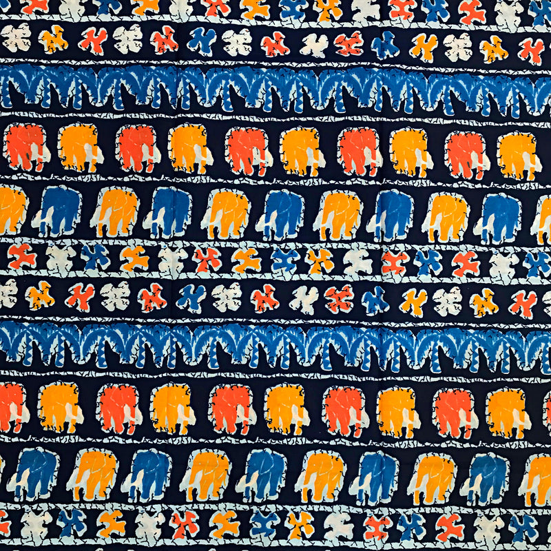 African Wax Print Ankara Fabric / Blue / Orange / Yellow - Afrilege