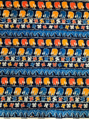 African Wax Print Ankara Fabric / Blue / Orange / Yellow - Afrilege