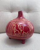 Red Hand-carved African Gourd Calabash - Afrilege