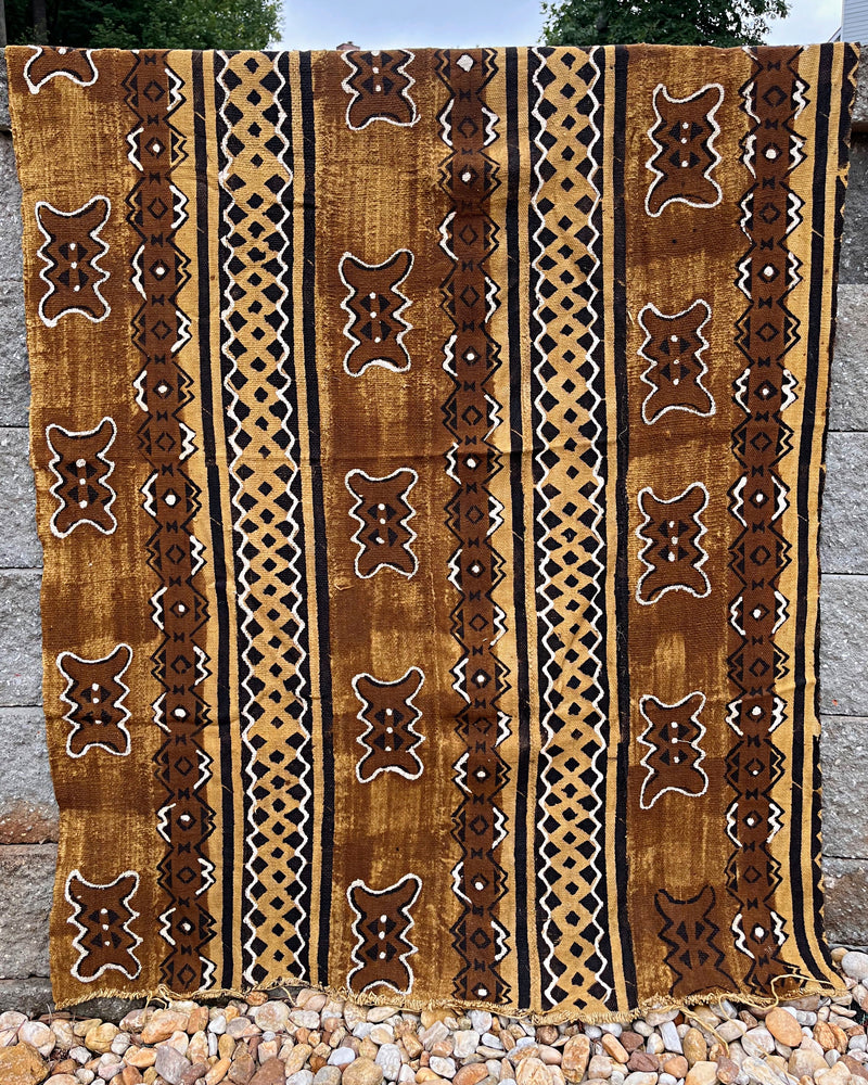 African Handmade Bogolan Mud Cloth Fabric - Brown