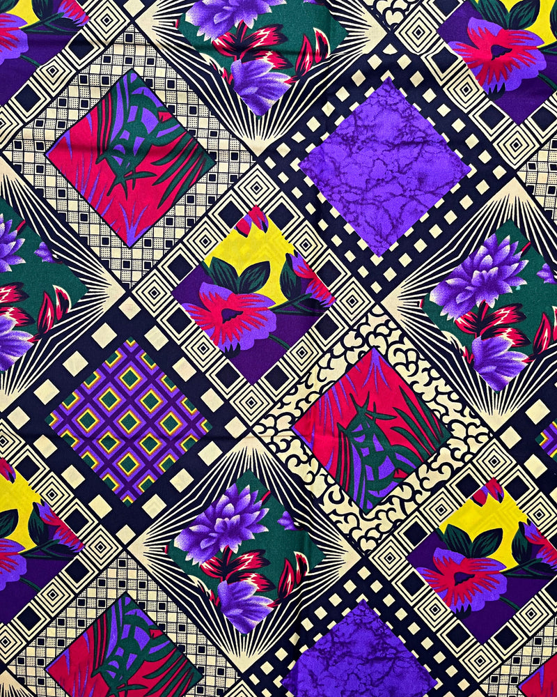 African Wax Print Fabric (Ankara) - Purple / Yellow