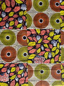 African Wax Print Fabric ( Ankara) - Orange / Yellow - Afrilege