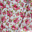 Peony Floral Satin Silk Print Fabric - Pink / White / Green - Afrilege