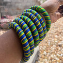 Adama Green African Print Small Bangle Bracelets - Afrilege