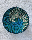 Uganda hand woven Baskets 12" - Green / Blue / Beige - Afrilege
